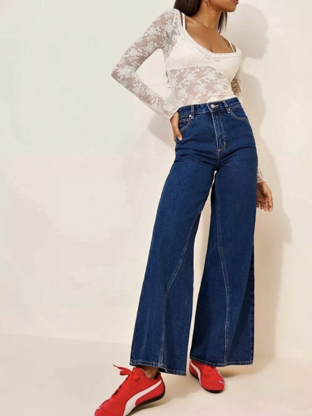 Abrand Jeans 94 High Wide Leg Super Wide Tara Blue Denim Jeans Size 31